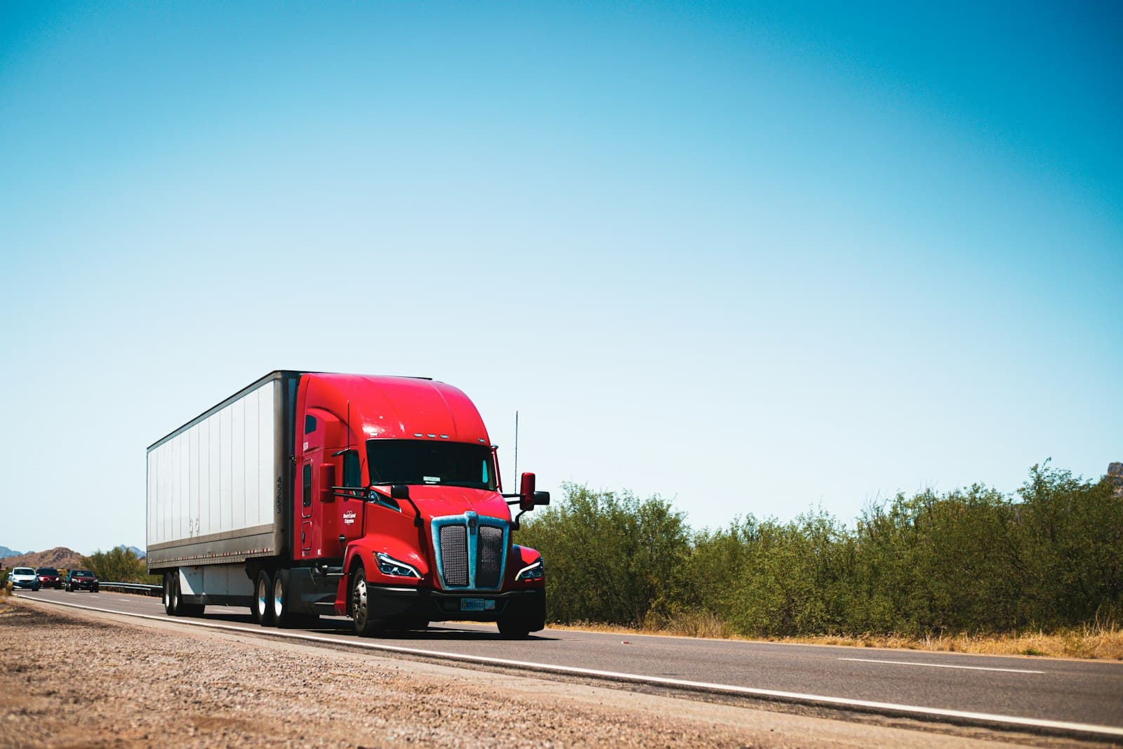 Truck driving on a highway